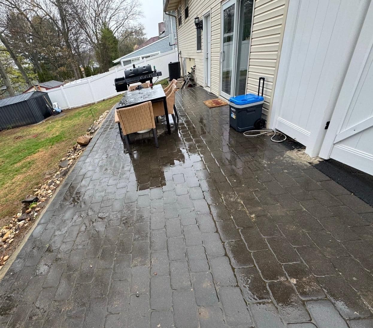 Patio Transformation with Stylish Pavers and Lighting