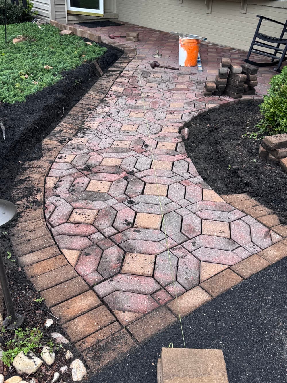 Curved Paver Walkway and Border Wall Install in Doylestown