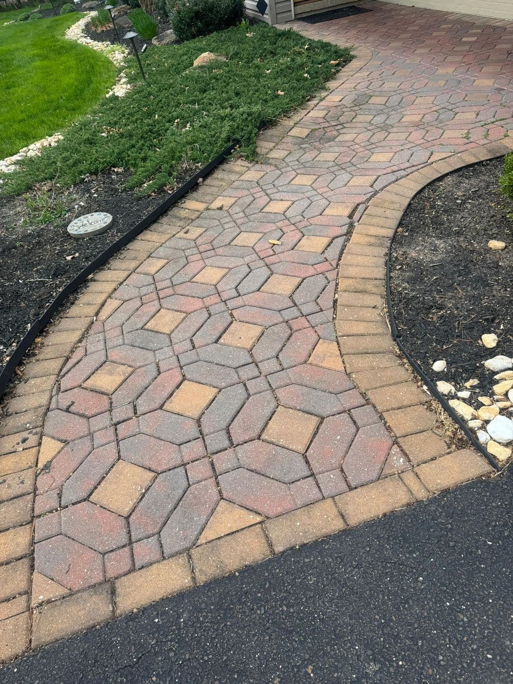 Gallery photos for Curved Paver Walkway and Border Wall Install in Doylestown: Image #1