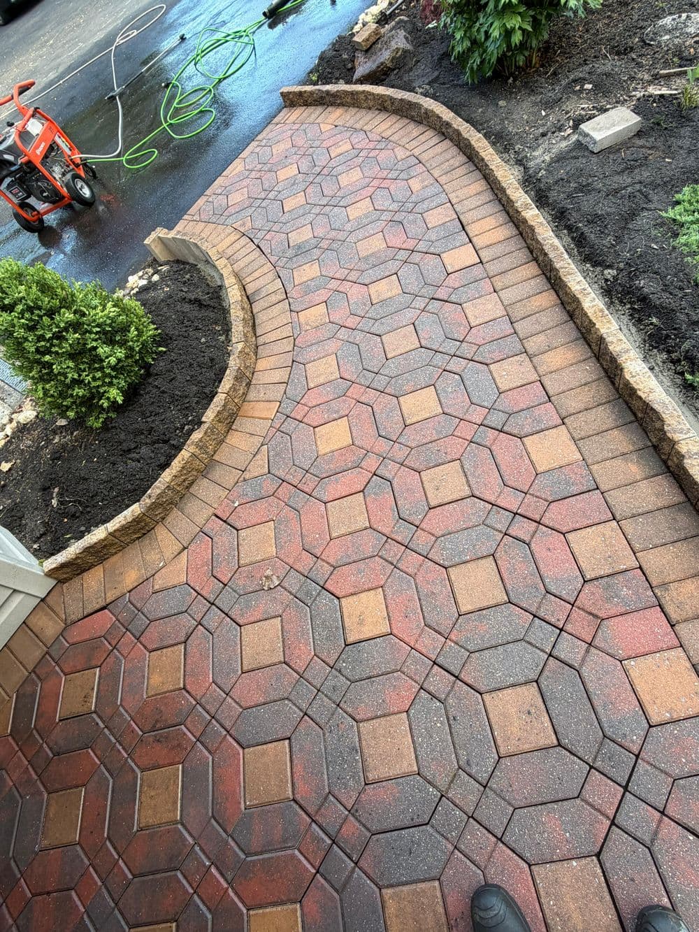 Gallery photos for Curved Paver Walkway and Border Wall Install in Doylestown: Image #3